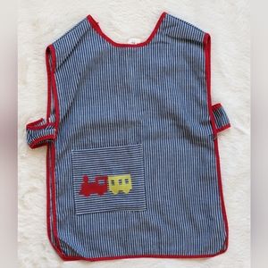 Vintage Sears Railroad Train Conductor Stripe Art Smock Apron Youth 5-6